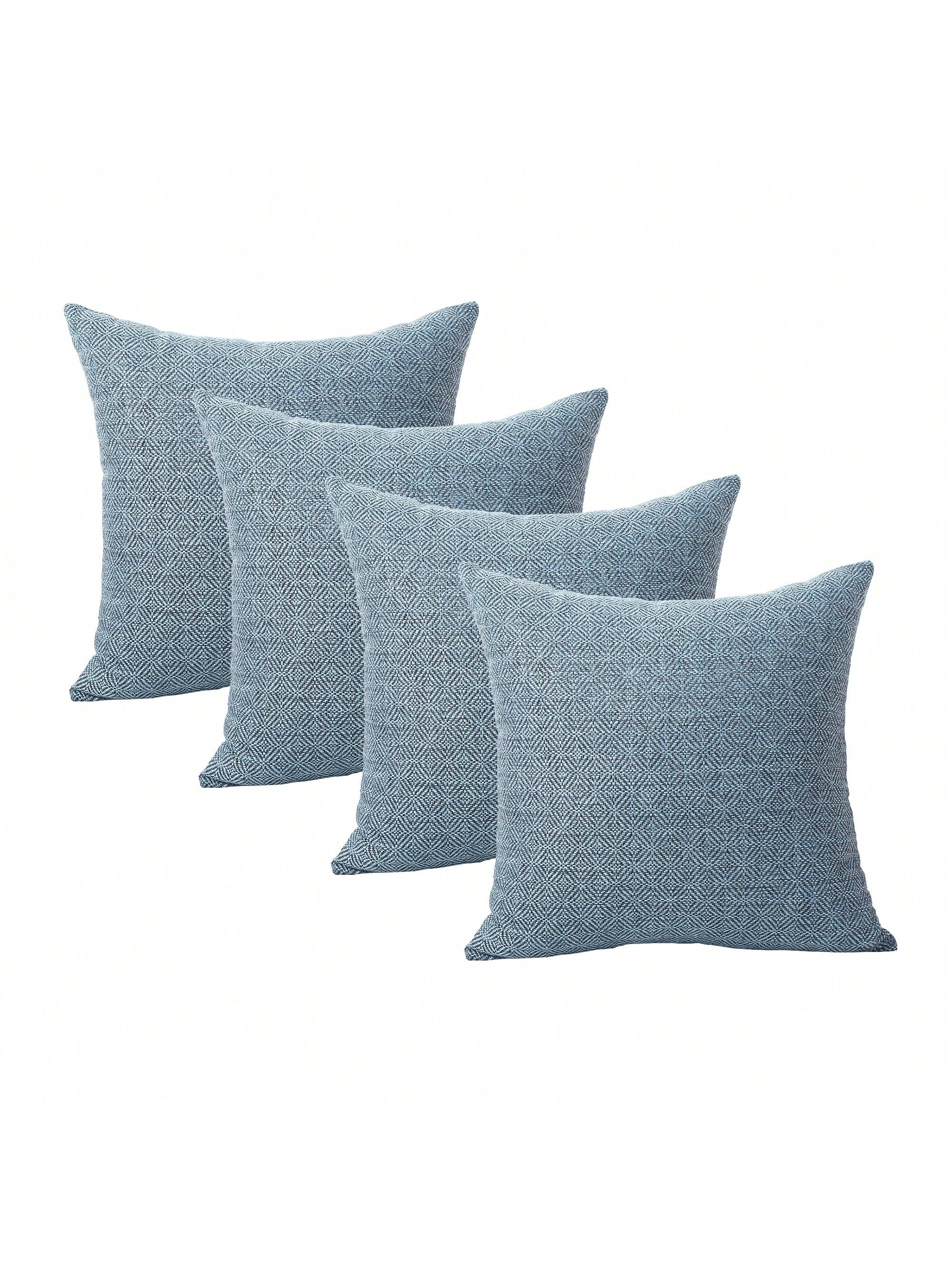 Jepeak Jepeak Pack Of 4 Rhombus Textured Throw Pillow Covers Cushion Cases, Burlap Linen Decorative Pillow Covers For Sofa Couch Bed Home Decor, 24x24 Inch