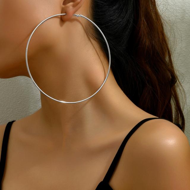 1 pair of diameter 12cm women's white super large exaggerated minimalism round big earrings prom party nightclub dance earrings for friends gifts Y2K style